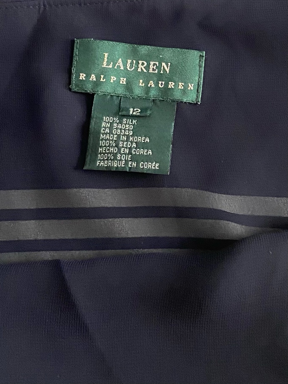 Ralph Lauren 100% Silk One-Shoulder Navy/White Striped Cocktail Maxi Dress Sz 12 - Picture 9 of 11